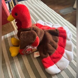 NWT Ty Beanie Baby Gobbles Plush with Red and Brown